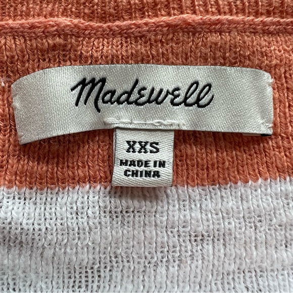 ⭐️ Madewell Striped Rust Orange Gray White Striped Short Sleeve Sweater XXS - Picture 6 of 10